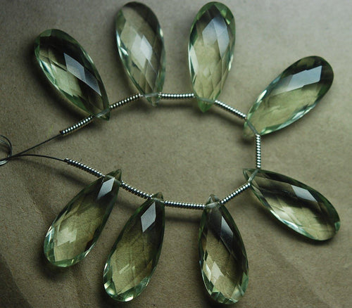 5 Pcs,Super Rare Aaa Green Amethyst Faceted Extra Large Long Pear Briolettes Calibrated Size 14X22mm - Jalvi & Co.
