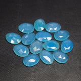 5 pieces Blue Chalcedony Rose Cut Oval Shape Loose Gemstone Matching Pair 16x12mm