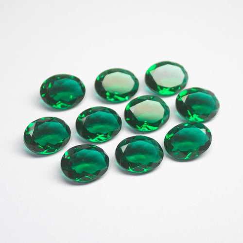 5 pieces Green Emerald Quartz Faceted Oval Shape Loose Gemstone 16x12mm - Jalvi & Co.