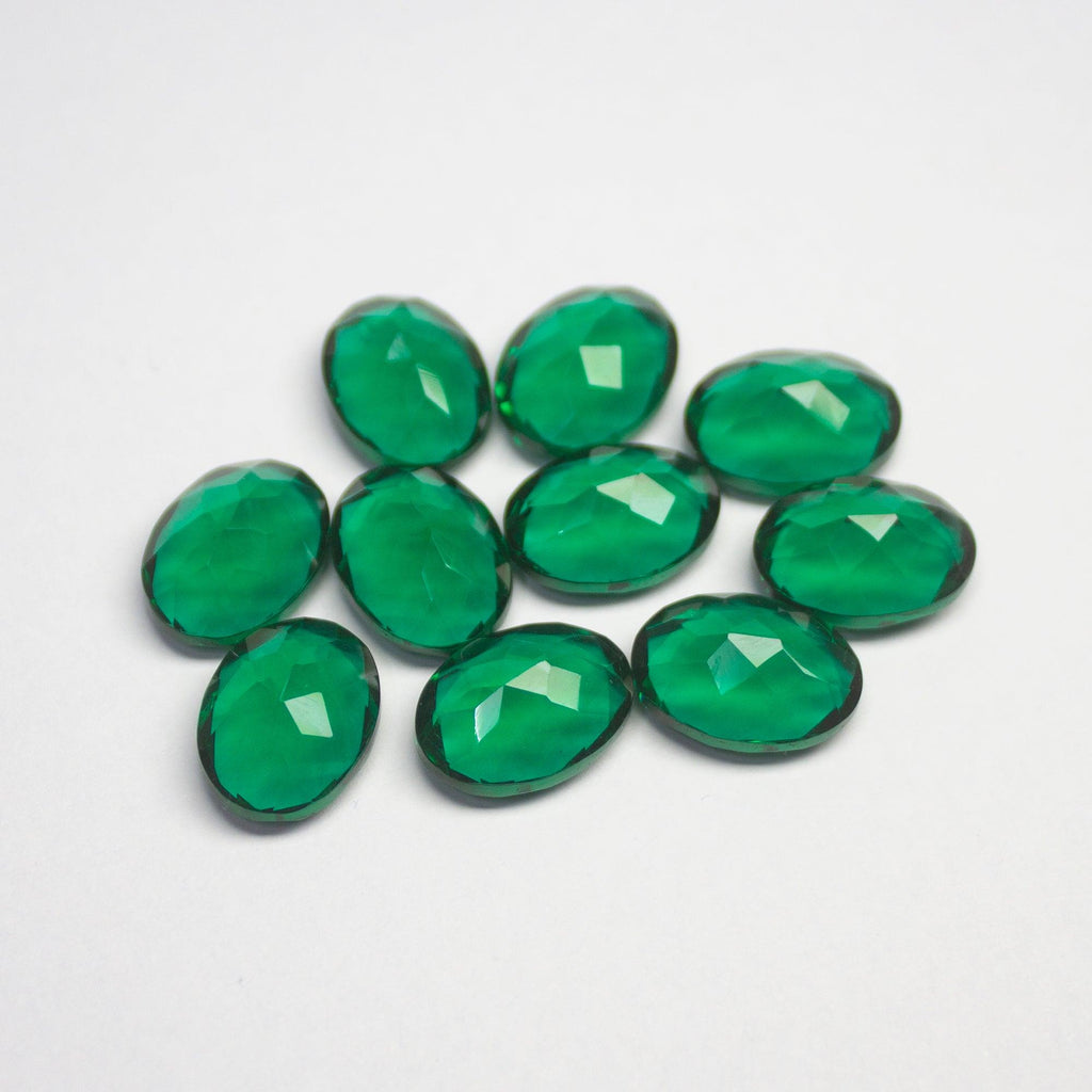 5 pieces Green Emerald Quartz Faceted Oval Shape Loose Gemstone 16x12mm - Jalvi & Co.