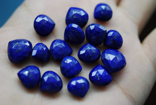 5 Pieces Lapis Lazuli Feceted Heart Briolettes 12mm Approx - Jalvi & Co.
