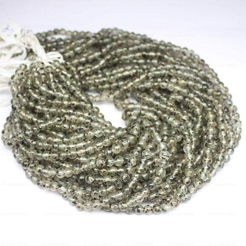 5 Strand Black Moss Quartz Natural Smooth Round Ball Loose Beads 12