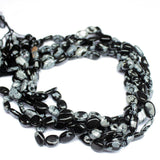 5 Strand Black Snowflake Obsidian Gemstone Natural Oval Loose Beads 9mm 11mm 14