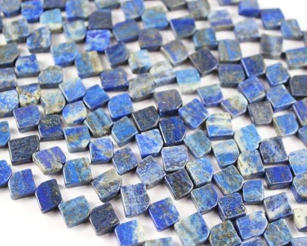 5 Strand Blue Lapis Lazuli Smooth Polished Kite Square Beads Strand 14" 8mm 11mm - Jalvi & Co.