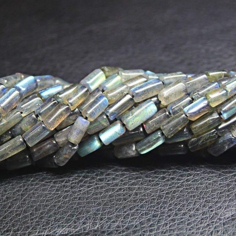 5 Strand Fire Labradorite Smooth Tube Gemstone Spacer Beads Strand 14" 6mm 10mm - Jalvi & Co.