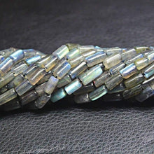 Load image into Gallery viewer, 5 Strand Fire Labradorite Smooth Tube Gemstone Spacer Beads Strand 14&quot; 6mm 10mm - Jalvi &amp; Co.