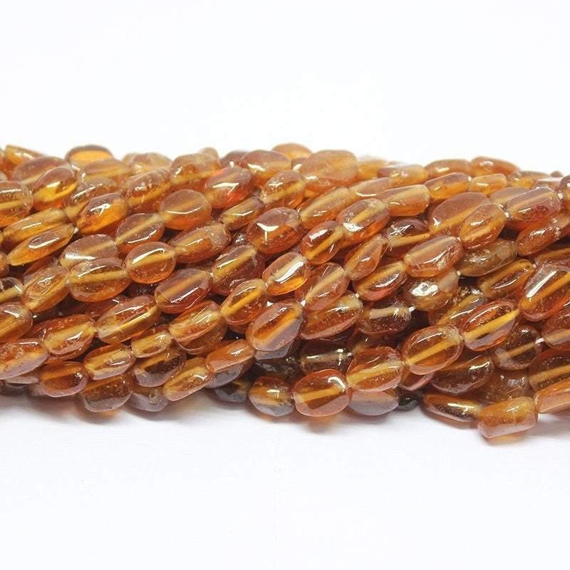 5 strand Hessonite Garnet Smooth Oval Loose Gemstone Spacer Beads 13" 7mm 8mm - Jalvi & Co.