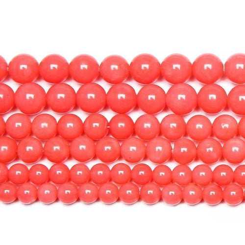 5 Strand Lab Pink Coral Smooth Round Ball Loose Gemstone Spacer Beads 6mm 15