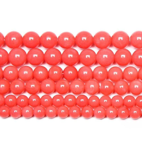 5 Strand Lab Pink Coral Smooth Round Ball Loose Gemstone Spacer Beads 6mm 15