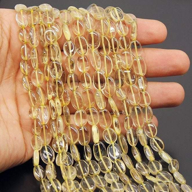 5 strand Lot Lemon Quartz Smooth Oval Tumble Loose Gemstone Beads 13" 8mm 12mm - Jalvi & Co.