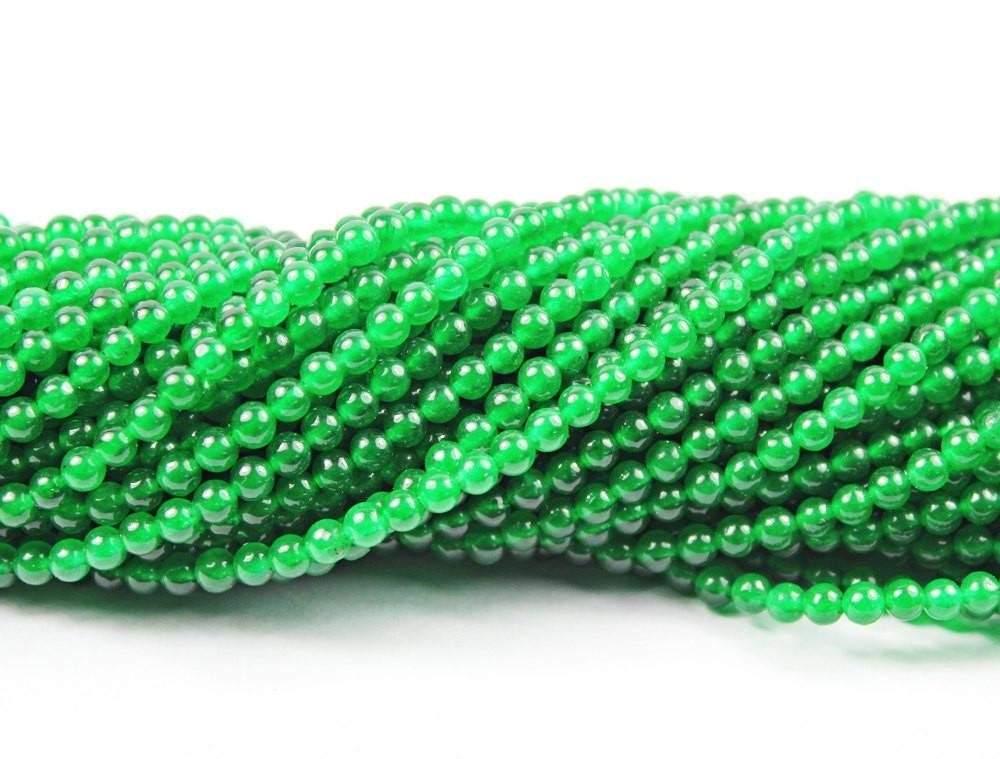 5 Strand Lot Natural Green Jade Smooth Loose Gemstone Round Ball Beads 4mm 14" - Jalvi & Co.