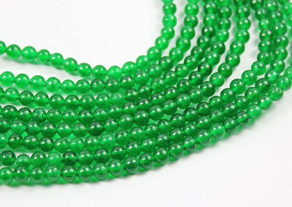 5 Strand Lot Natural Green Jade Smooth Loose Gemstone Round Ball Beads 4mm 14" - Jalvi & Co.