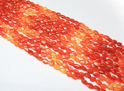 5 Strand Lot Shaded Orange Carnelian Smooth Oval Loose Beads Strand 14