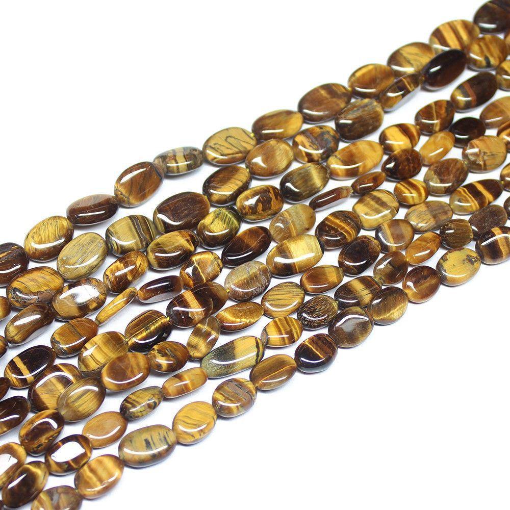 5 Strand Natural Brown Tiger Eye Smooth Oval Gemstone Beads Strand 13" 8mm 13mm - Jalvi & Co.