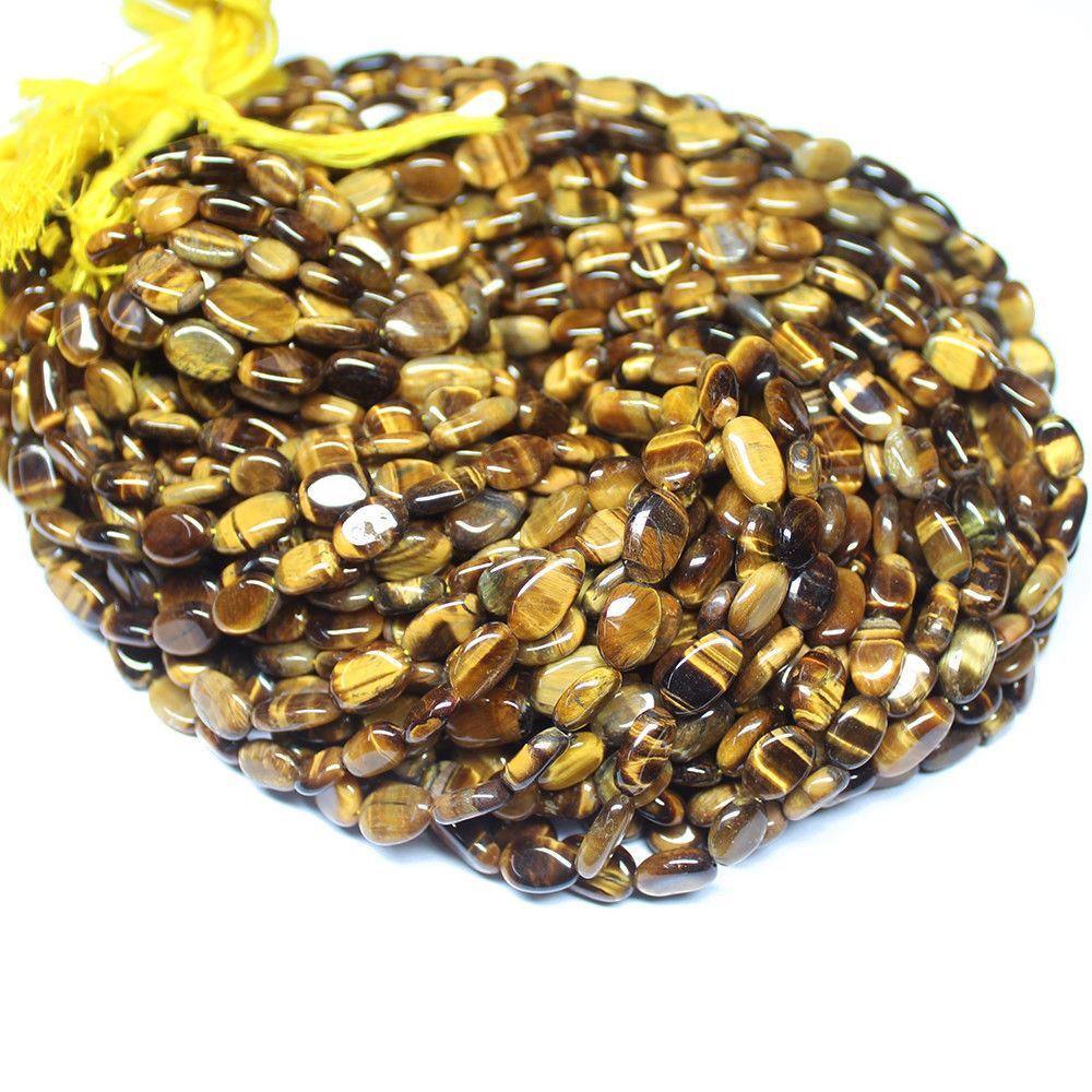 5 Strand Natural Brown Tiger Eye Smooth Oval Gemstone Beads Strand 13" 8mm 13mm - Jalvi & Co.