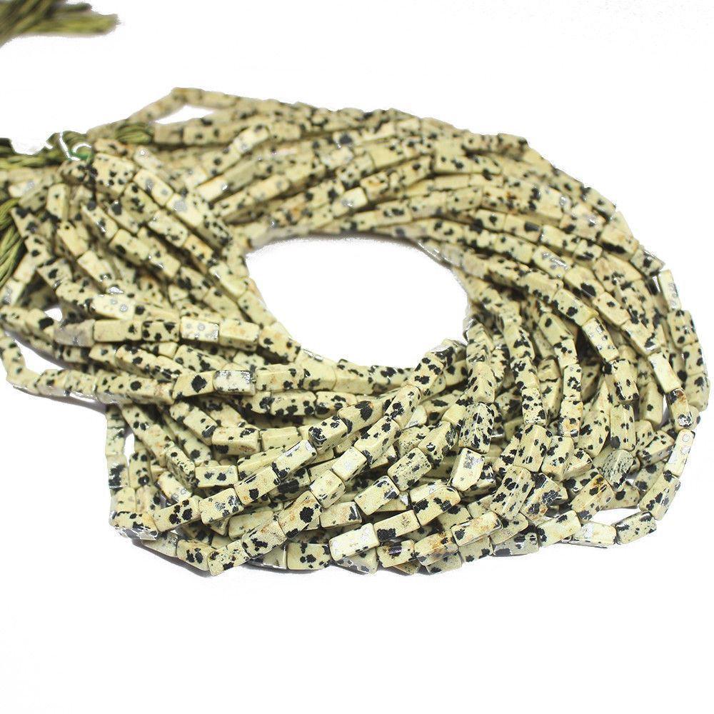 5 Strand Natural Dalmatian Jasper Gemstone Rectangle Loose Beads 8mm 9mm 14" - Jalvi & Co.