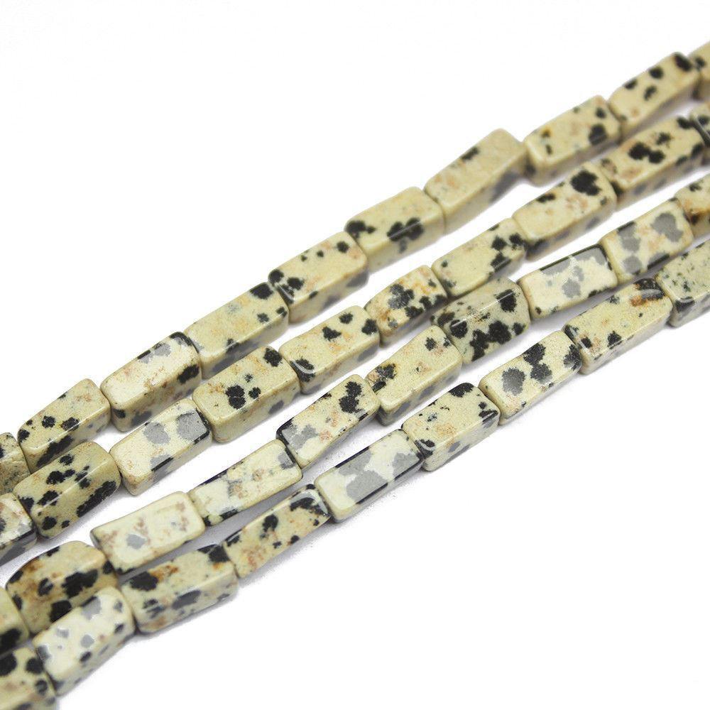 5 Strand Natural Dalmatian Jasper Gemstone Rectangle Loose Beads 8mm 9mm 14" - Jalvi & Co.