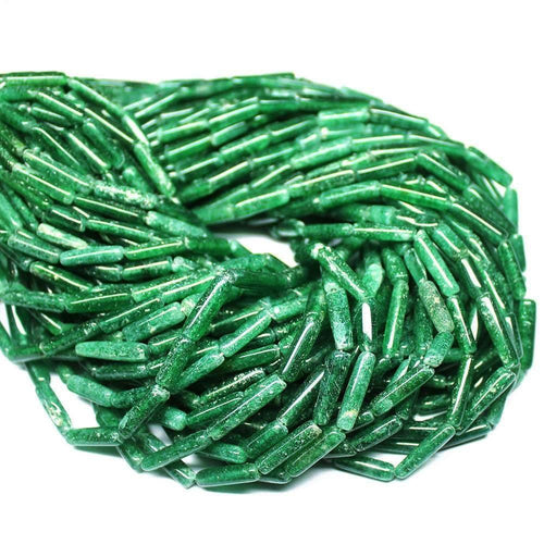 5 Strand Natural Green Jade Smooth Tube Gemstone Beads Strand 13