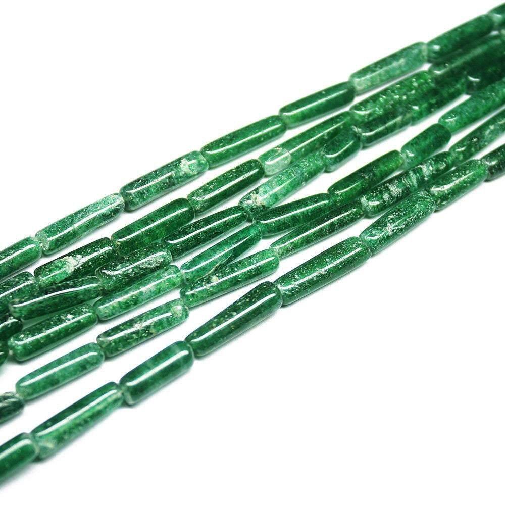 5 Strand Natural Green Jade Smooth Tube Gemstone Beads Strand 13" 9mm 17mm - Jalvi & Co.