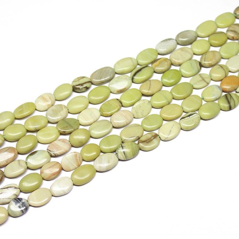 5 Strand Natural Green Opal Smooth Oval Gemstone Beads Strand 13" 8mm 12mm - Jalvi & Co.