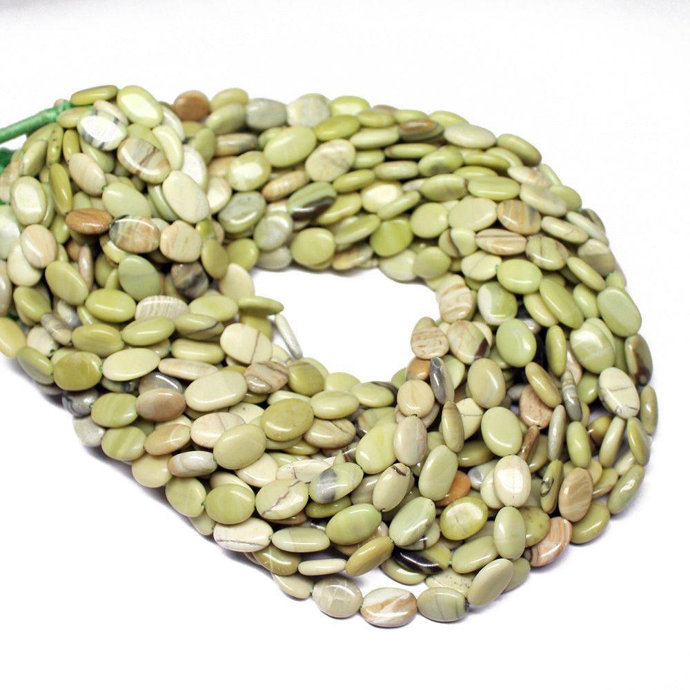 5 Strand Natural Green Opal Smooth Oval Gemstone Beads Strand 13" 8mm 12mm - Jalvi & Co.