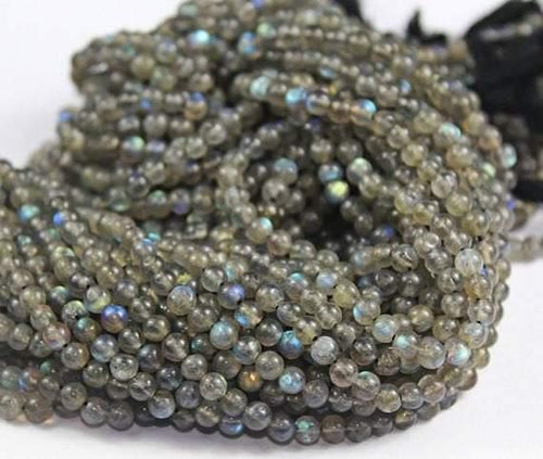 5 Strand Natural Labradorite Fire Smooth Loose Gemstone Round Ball Beads 4-4.5mm 14
