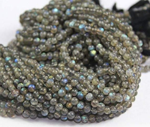 5 Strand Natural Labradorite Fire Smooth Loose Gemstone Round Ball Beads 4-4.5mm 14
