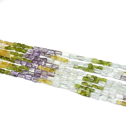 5 Strand Natural Multi Smooth Rectangle Gemstone Loose Spacer Beads 6mm 7mm 15