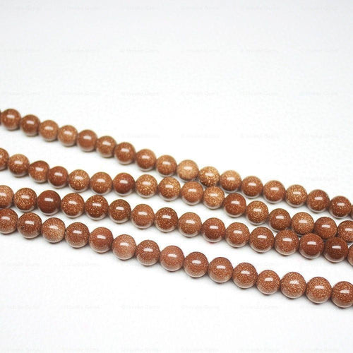 5 Strand Natural Orange Goldstone Smooth Round Loose Ball Beads 8mm 15