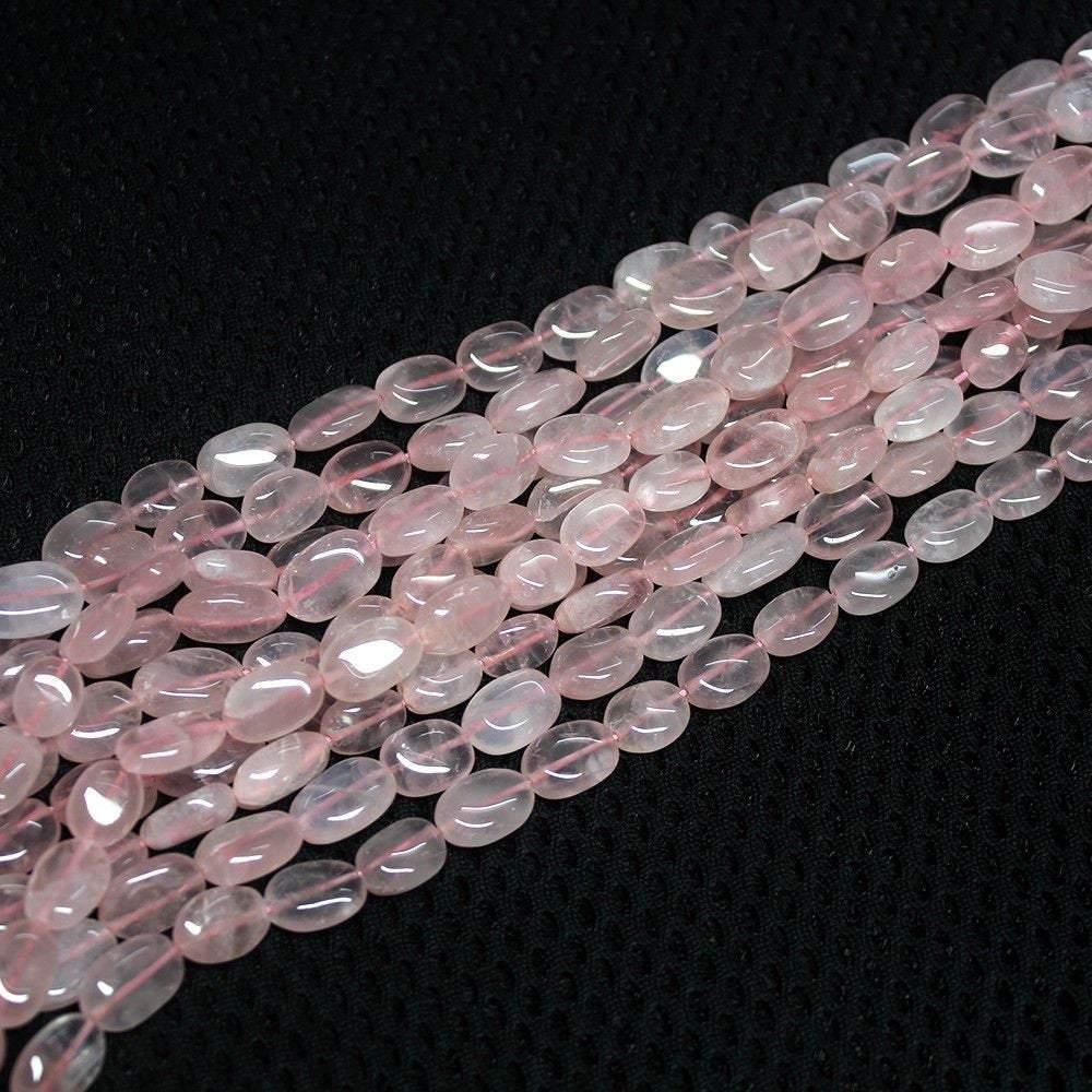 5 Strand Natural Pink Rose Quartz Gemstone Smooth Oval Beads Strand 8mm 13mm 13" - Jalvi & Co.