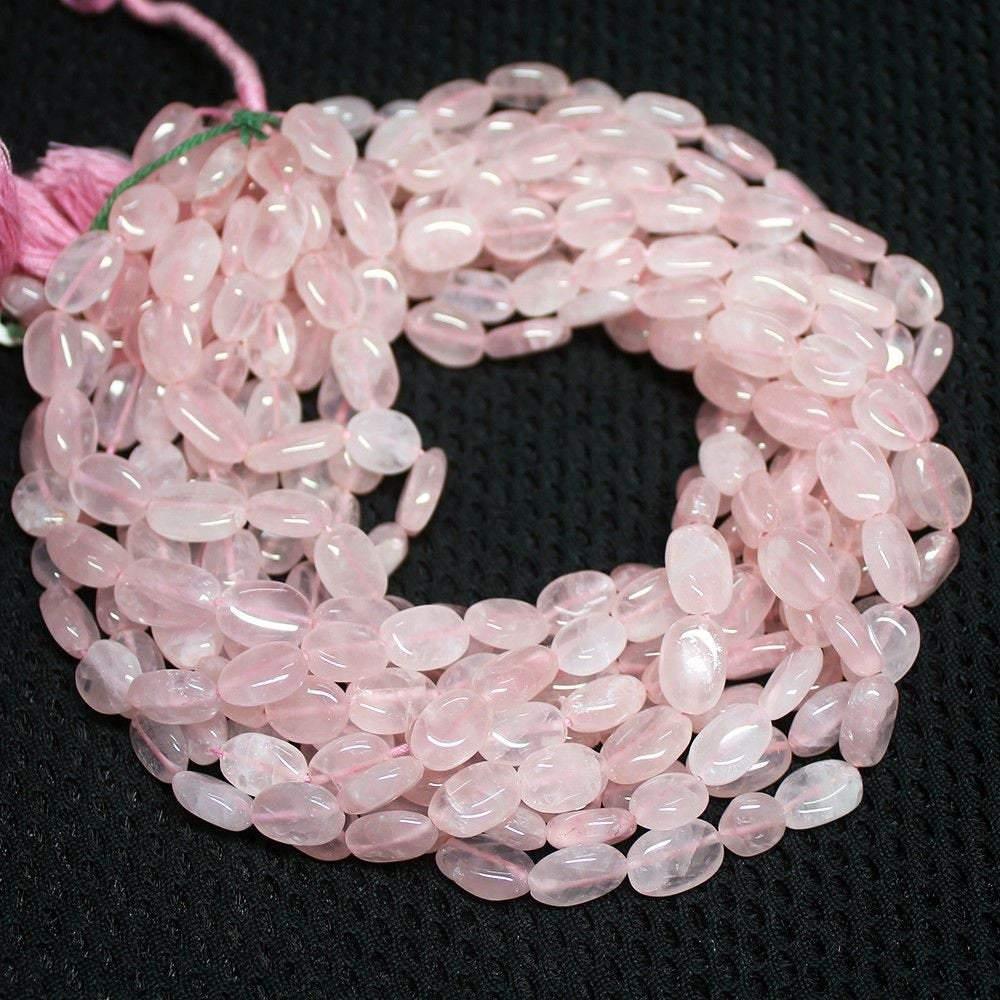 5 Strand Natural Pink Rose Quartz Gemstone Smooth Oval Beads Strand 8mm 13mm 13" - Jalvi & Co.