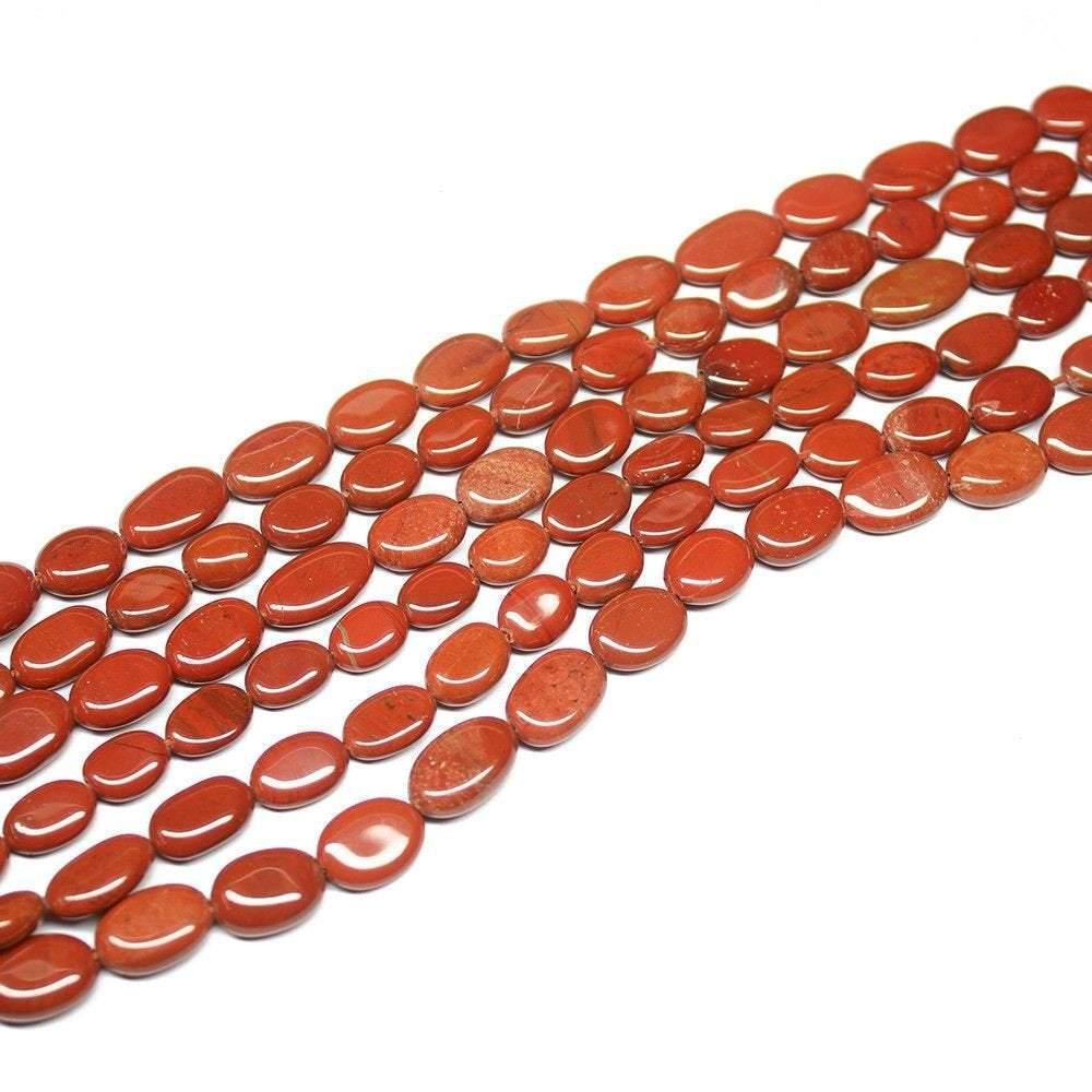 5 Strand Natural Red Jasper Gemstone Smooth Oval Beads Strand 8mm 13mm 14.5" - Jalvi & Co.