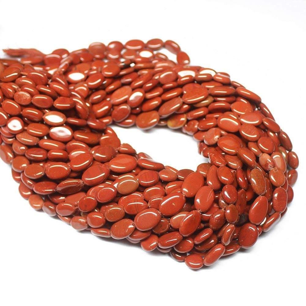 5 Strand Natural Red Jasper Gemstone Smooth Oval Beads Strand 8mm 13mm 14.5" - Jalvi & Co.