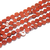 5 Strand Natural Red Jasper Smooth Coin Loose Gemstone Beads Strand 14