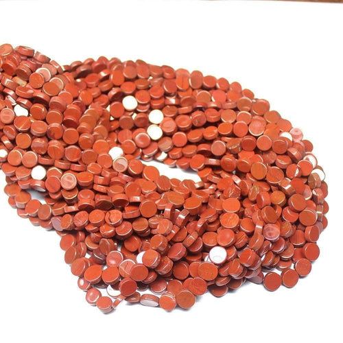 5 Strand Natural Red Jasper Smooth Coin Loose Gemstone Beads Strand 14