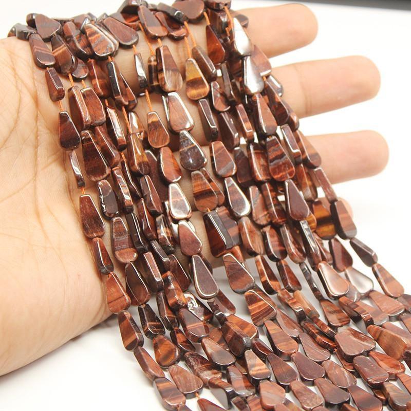 5 Strand Natural Red Tiger Eye Flat Pear Loose Drop Beads Strand 11mm 13mm 13" - Jalvi & Co.