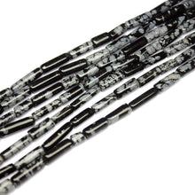 Load image into Gallery viewer, 5 Strand Natural Snowflake Obsidian Tube Gemstone Loose Beads 14&quot; 11mm 16mm - Jalvi &amp; Co.