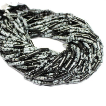 Load image into Gallery viewer, 5 Strand Natural Snowflake Obsidian Tube Gemstone Loose Beads 14&quot; 11mm 16mm - Jalvi &amp; Co.