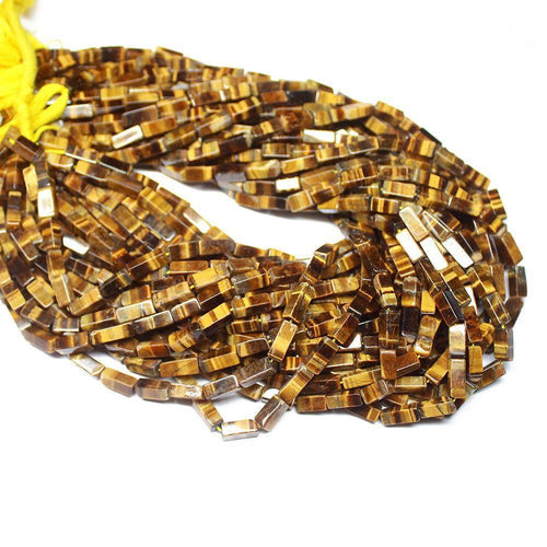 5 Strand Natural Tiger Eye Smooth Rectangle Gemstone Beads Strand 13