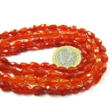 Load image into Gallery viewer, 5 Strand Orange Carnelian Gemstone Faceted Tear Drop Briolette Beads 13&quot; 6mm 9mm CAR2273 - Jalvi &amp; Co.