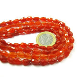 5 Strand Orange Carnelian Gemstone Faceted Tear Drop Briolette Beads 13