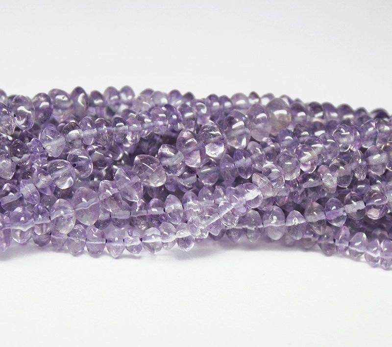 5 Strand Pink Amethyst Smooth Button Rondelle Gemstone Loose Beads 4mm 5mm 13" - Jalvi & Co.