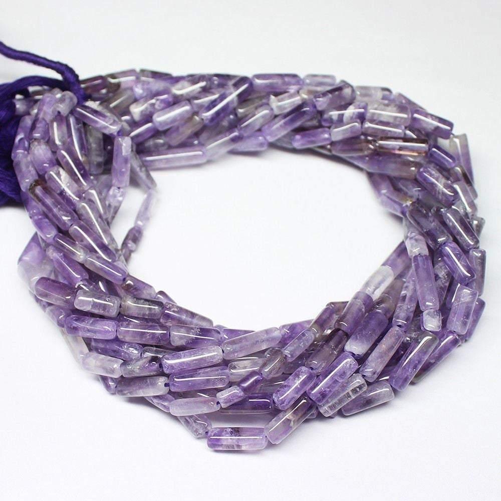 5 Strand Purple Amethyst Natural Smooth Tube Gemstone Beads Strand 7mm 15mm 13" - Jalvi & Co.