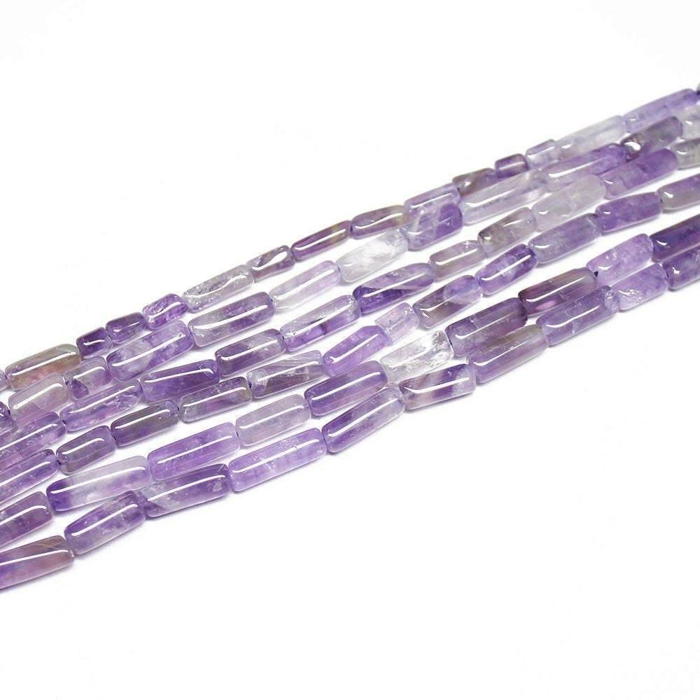 5 Strand Purple Amethyst Natural Smooth Tube Gemstone Beads Strand 7mm 15mm 13" - Jalvi & Co.