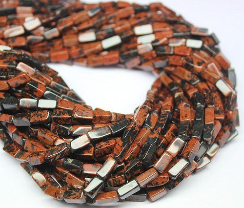 5 Strand Red Marconi Obsidian Gemstone Smooth Rectangle Beads Strand 6mm 8mm 14