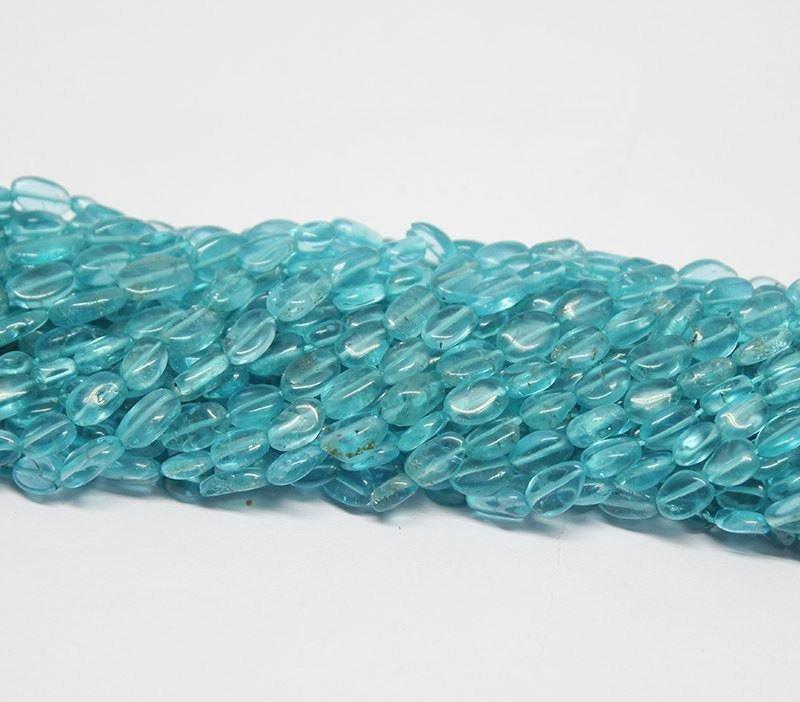 5 strand Wholesale Sky Blue Apatite Smooth Oval Loose Gemstone Beads 6mm 7mm 13" - Jalvi & Co.