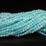 5 strands, 13 inch, 4mm, Aqua Chalcedony Faceted Round Coin Loose Gemstone Beads Strand, Chalcedony Beads