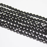 5 strands, 13 inch, 4mm, Black Spinel Faceted Round Coin Loose Gemstone Beads Strand, Black Spinel Beads
