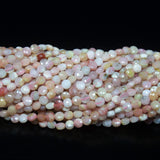 5 strands, 13 inch, 4mm, Pink Opal Faceted Round Coin Loose Gemstone Beads Strand, Pink Opal Beads