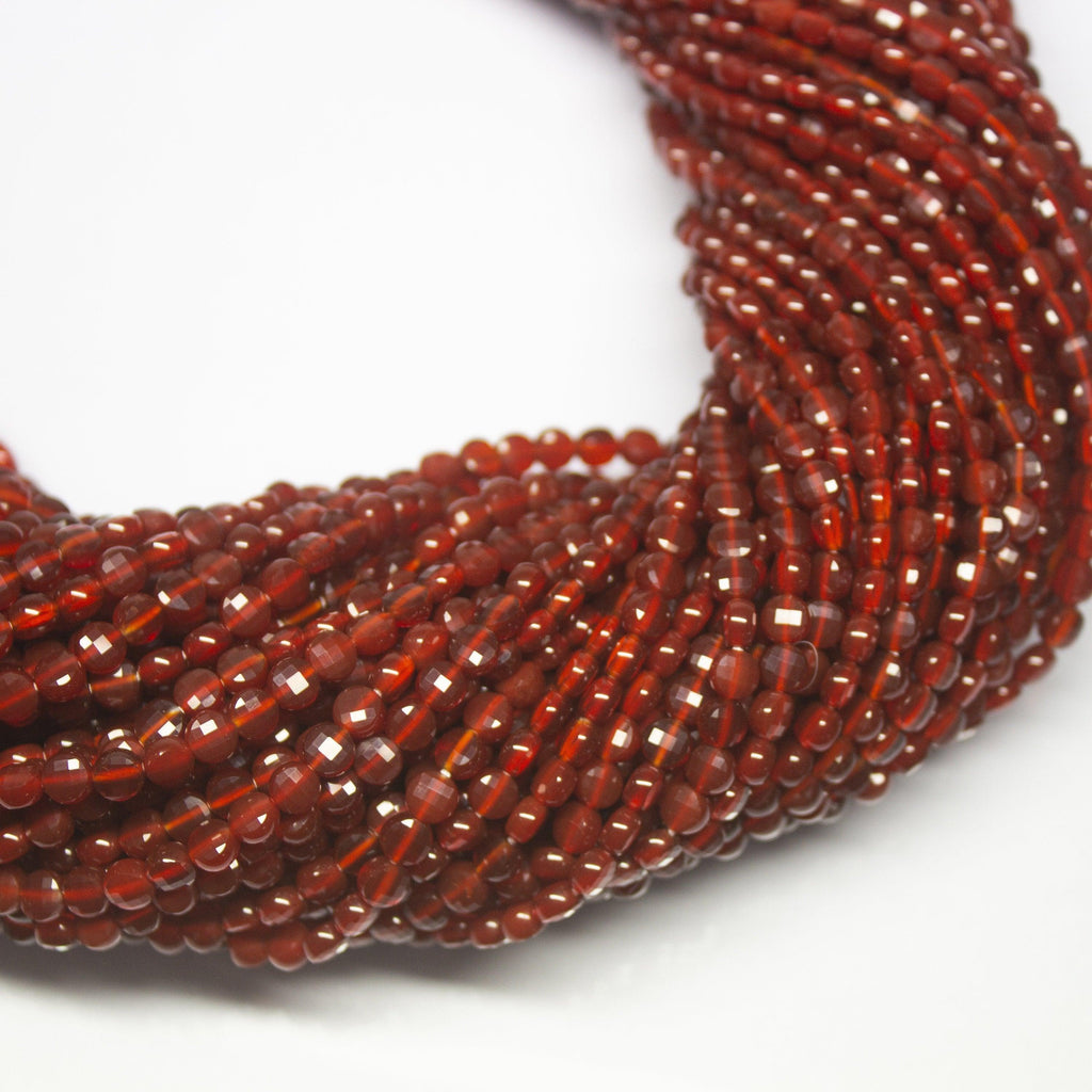 5 strands, 13 inch, 4mm, Red Onyx Faceted Round Coin Loose Gemstone Beads Strand, Red Onyx Beads - Jalvi & Co.